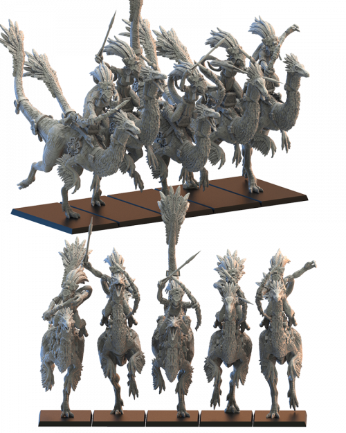 gallillimus-kuaxotl-riders Jinetes Kuaxotl en Gallillimus (Gallillimus Kuaxotl Riders)