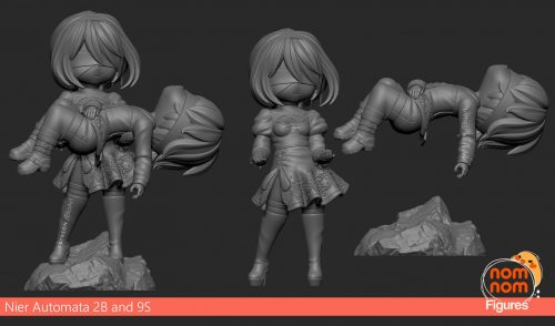 Chibi de 2B Y 9S