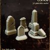 Piezas de escenografía de cementerio