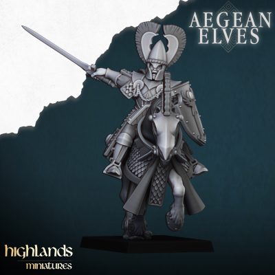 Grupo de mando de Lanceros en montura de los Elfos Egeos (Aegean Elves Mounted Lances Command Group)