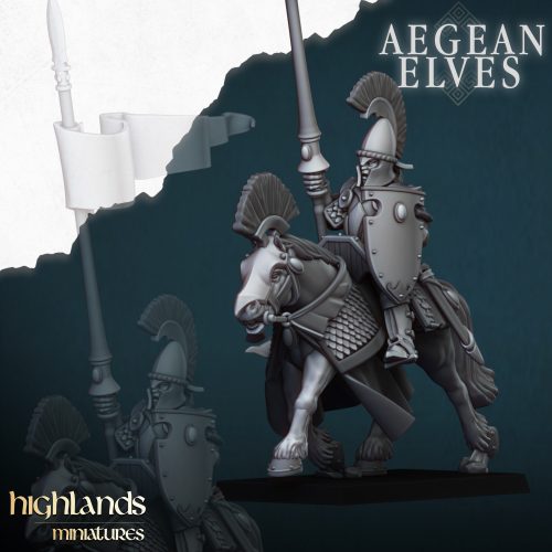 Grupo de mando de Lanceros en montura de los Elfos Egeos (Aegean Elves Mounted Lances Command Group)